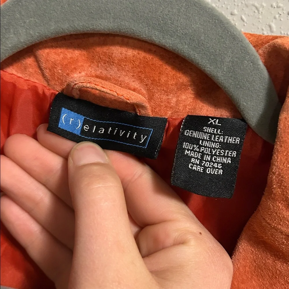 Vintage Relativity‎ Women's Coral Orange Suede Leather Jacket